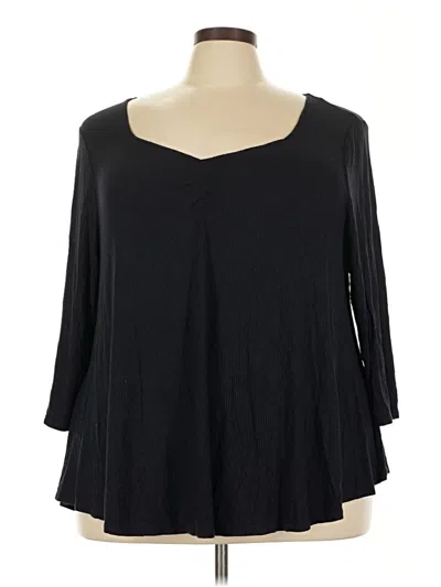 Pre-owned Lane Bryant 3/4 Sleeve Top Black Scoop Neck Tops