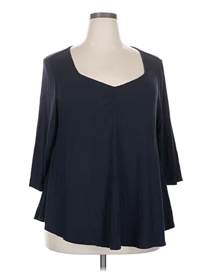Pre-owned Lane Bryant 3/4 Sleeve Top Black Scoop Neck Tops