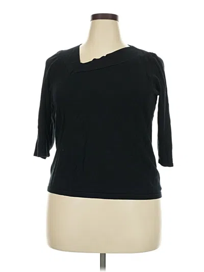 Pre-owned Lane Bryant 3/4 Sleeve Top Black Scoop Neck Tops