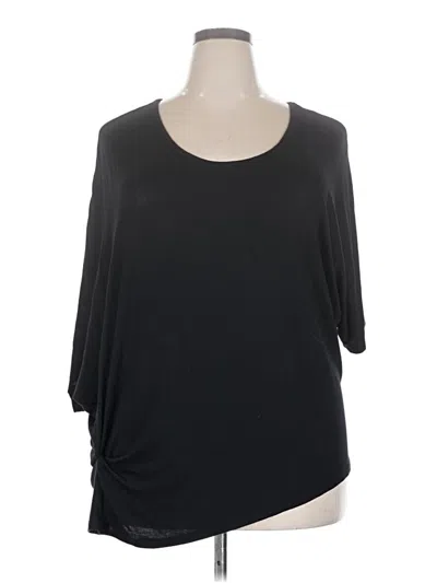 Pre-owned Lane Bryant 3/4 Sleeve Top Black Scoop Neck Tops