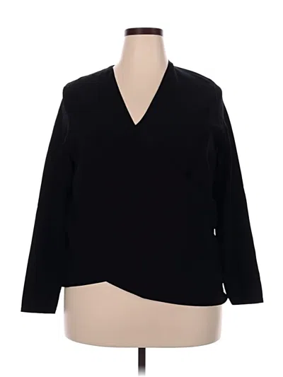 Pre-owned Lane Bryant 3/4 Sleeve Top Black V Neck Tops