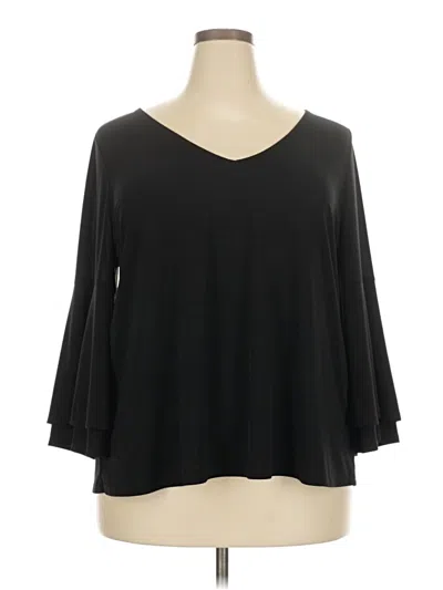 Pre-owned Lane Bryant 3/4 Sleeve Top Black V Neck Tops
