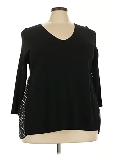 Pre-owned Lane Bryant 3/4 Sleeve Top Black V Neck Tops