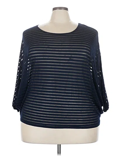 Pre-owned Lane Bryant 3/4 Sleeve Top Blue Boatneck Tops