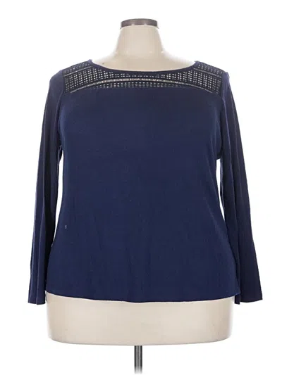 Pre-owned Lane Bryant 3/4 Sleeve Top Blue Boatneck Tops