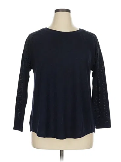 Pre-owned Lane Bryant 3/4 Sleeve Top Blue Crew Neck Tops