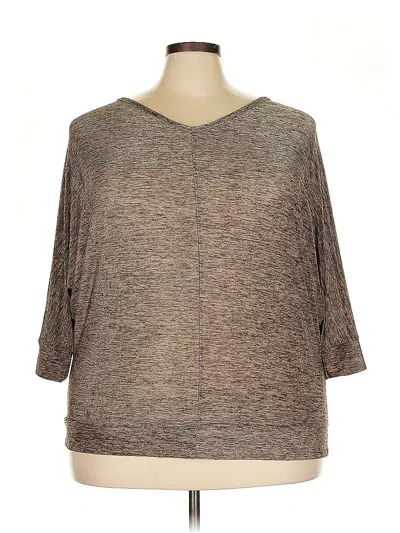 Pre-owned Lane Bryant 3/4 Sleeve Top Brown V Neck Tops