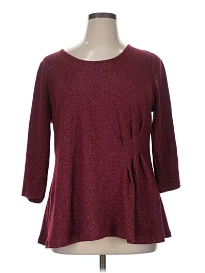 Pre-owned Lane Bryant 3/4 Sleeve Top Burgundy Keyhole Neckline Tops