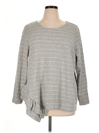 Pre-owned Lane Bryant 3/4 Sleeve Top Gray Crew Neck Tops