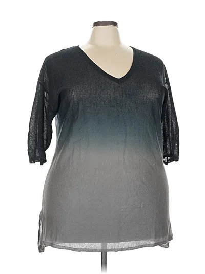 Pre-owned Lane Bryant 3/4 Sleeve Top Gray V Neck Tops