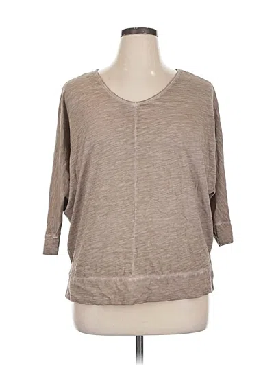 Pre-owned Lane Bryant 3/4 Sleeve Top Gray V Neck Tops