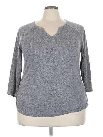 Pre-owned Lane Bryant 3/4 Sleeve Top Gray V-neck Tops