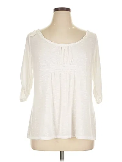 Pre-owned Lane Bryant 3/4 Sleeve Top Ivory Scoop Neck Tops In White