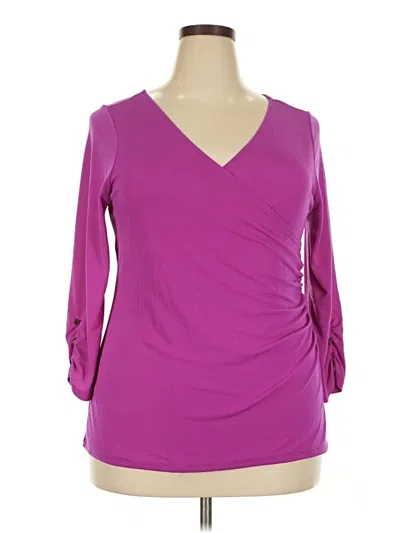 Pre-owned Lane Bryant 3/4 Sleeve Top Purple Sweetheart Neckline Tops