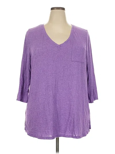 Pre-owned Lane Bryant 3/4 Sleeve Top Purple V-neck Tops