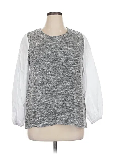 Pre-owned Lane Bryant 3/4 Sleeve Top Silver Crew Neck Tops