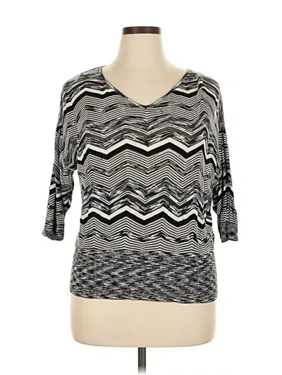 Pre-owned Lane Bryant 3/4 Sleeve Top Silver Scoop Neck Tops