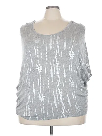 Pre-owned Lane Bryant 3/4 Sleeve Top Silver Scoop Neck Tops