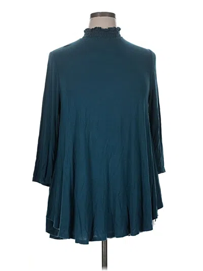 Pre-owned Lane Bryant 3/4 Sleeve Top Teal Mock Neckline Tops