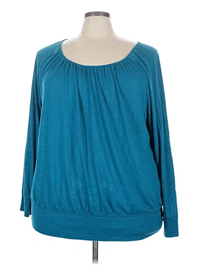 Pre-owned Lane Bryant 3/4 Sleeve Top Teal Scoop Neck Tops