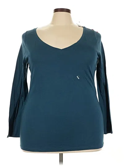 Lane Bryant 3/4 Sleeve Top Teal Sweetheart Neckline Tops In Blue