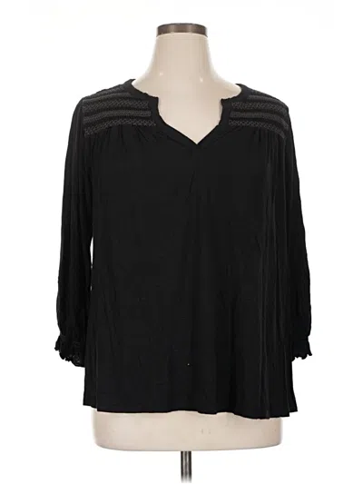 Pre-owned Lane Bryant 3/4 Sleeve T-shirt In Black