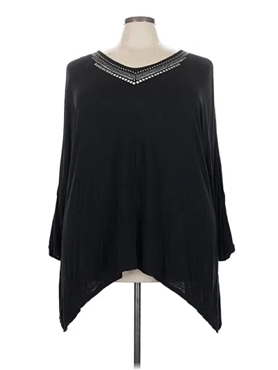 Pre-owned Lane Bryant 3/4 Sleeve T-shirt In Black