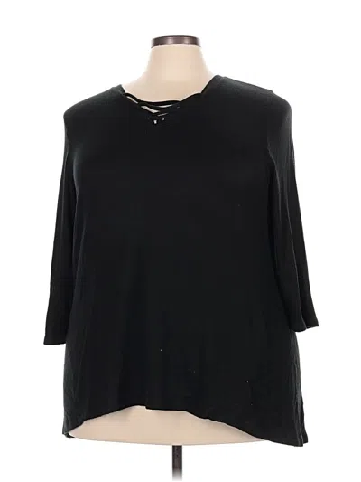 Pre-owned Lane Bryant 3/4 Sleeve T-shirt In Black