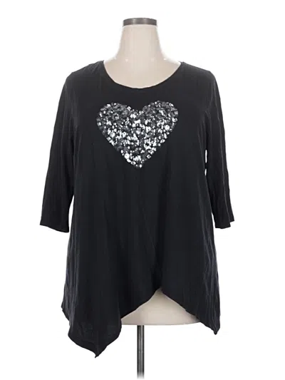 Pre-owned Lane Bryant 3/4 Sleeve T-shirt In Black