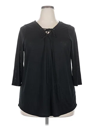 Pre-owned Lane Bryant 3/4 Sleeve T-shirt In Black