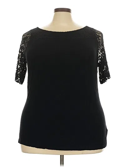 Pre-owned Lane Bryant 3/4 Sleeve T-shirt In Black