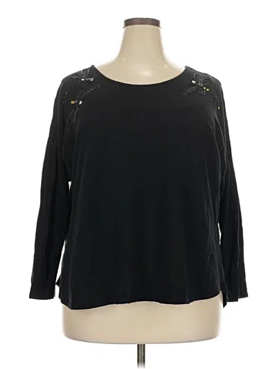 Pre-owned Lane Bryant 3/4 Sleeve T-shirt In Black