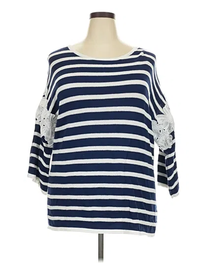 Pre-owned Lane Bryant 3/4 Sleeve T-shirt In Blue