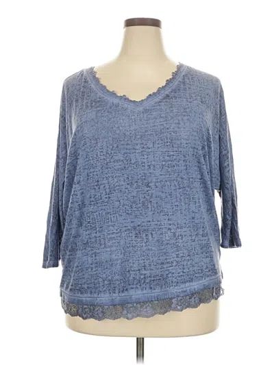 Pre-owned Lane Bryant 3/4 Sleeve T-shirt In Blue