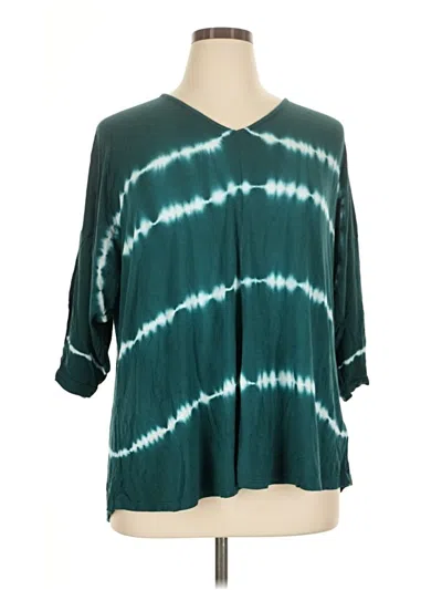 Lane Bryant 3/4 Sleeve T-shirt In Blue