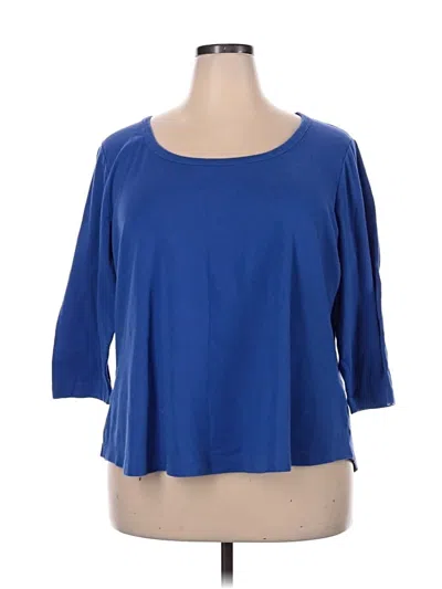 Pre-owned Lane Bryant 3/4 Sleeve T-shirt In Blue