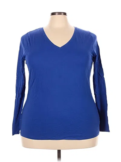 Pre-owned Lane Bryant 3/4 Sleeve T-shirt In Blue