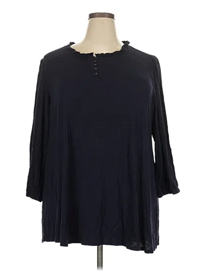 Pre-owned Lane Bryant 3/4 Sleeve T-shirt In Blue