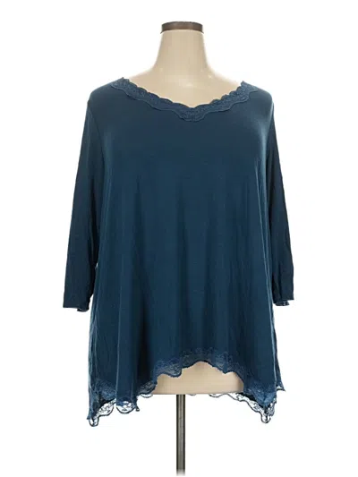 Pre-owned Lane Bryant 3/4 Sleeve T-shirt In Blue