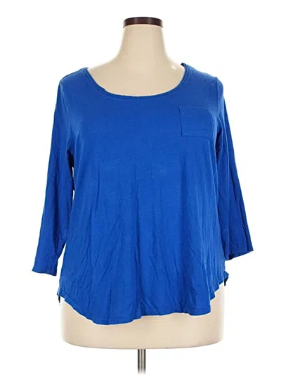 Pre-owned Lane Bryant 3/4 Sleeve T-shirt In Blue