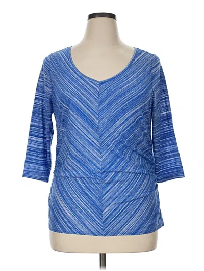 Pre-owned Lane Bryant 3/4 Sleeve T-shirt In Blue