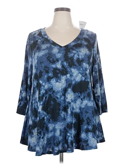 Pre-owned Lane Bryant 3/4 Sleeve T-shirt In Blue