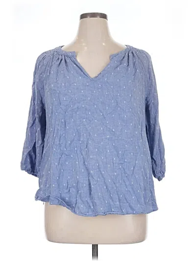 Pre-owned Lane Bryant 3/4 Sleeve T-shirt In Blue