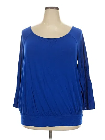 Pre-owned Lane Bryant 3/4 Sleeve T-shirt In Blue