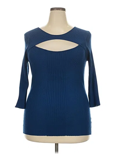 Pre-owned Lane Bryant 3/4 Sleeve T-shirt In Blue