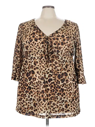 Pre-owned Lane Bryant 3/4 Sleeve T-shirt In Brown