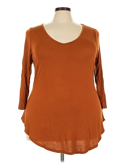 Pre-owned Lane Bryant 3/4 Sleeve T-shirt In Brown