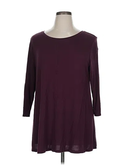Pre-owned Lane Bryant 3/4 Sleeve T-shirt In Burgundy