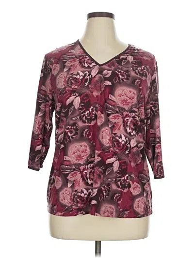 Pre-owned Lane Bryant 3/4 Sleeve T-shirt In Burgundy