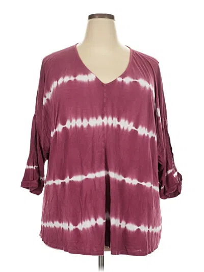 Pre-owned Lane Bryant 3/4 Sleeve T-shirt In Burgundy